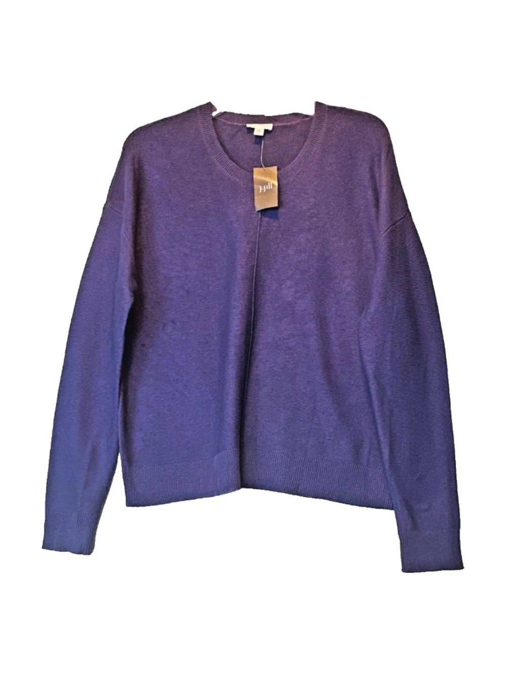 J. Jill Purple Silk Blend Knit Crewneck Pullover Sweater Ribbed Trim S Tall NWT